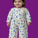 Baby Girls Blue Yellow Tulip Floral Wide Leg Jumpsuit 1 to 3 Years