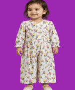 Baby Girls Blue Yellow Tulip Floral Wide Leg Jumpsuit 1 to 3 Years (2)