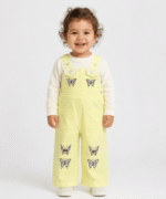 Baby Girls Butterfly Embroidered Dungaree & T-Shirt Set – 1 to 3 Years (2)