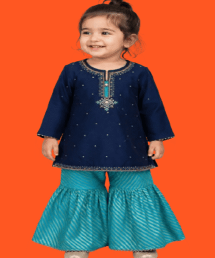Baby Girls Embroidered Frock With Palazzo Fancy Suit 1 to 3 Years (3)