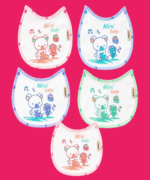 Baby Premium Checkered Feeding Bib – Cute Embroidered Multi-Color Design - Image 2