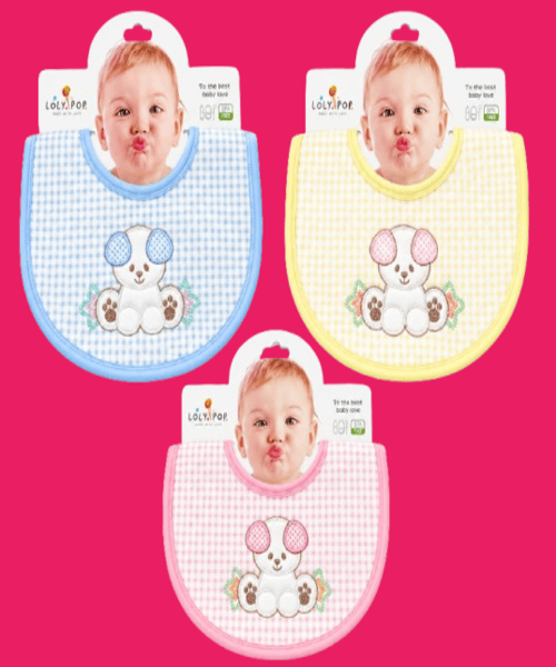 Baby Premium Checkered Feeding Bib – Cute Embroidered Multi-Color Design Baby-Premium-Checkered-Feeding-Bib-–-Cute-Embroidered-Multi-Color-Design
