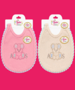 Baby Premium Soft Feeding Bibs – Cute Embroidered Multi-Color Bib 2 Piece Set - Image 3