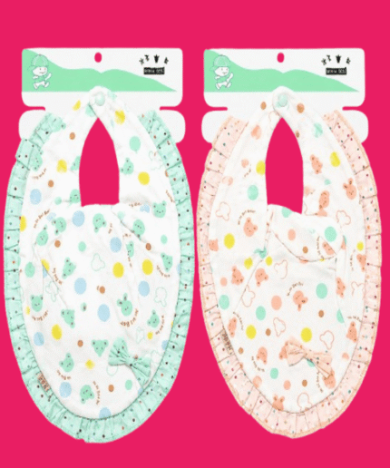 Baby Premium Soft Padded Feeding Bib – Cute Printed Ruffle Design