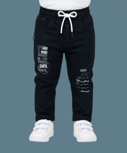 Boys Blue Washed Denim Cargo Jeanswith Drawstring Side Pockets 1 to3 Years