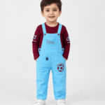 Boys Football Dungaree Set with Full-Sleeve T-Shirt