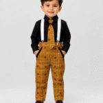 Boys Formal Check Trouser Set with Shirt, Tie & Suspenders