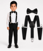 Boys Formal Shirt & Pant Set with Bow Tie and Gallus Suspenders - Image 5