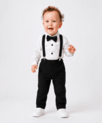 Boys Formal Shirt & Pant Set with Bow Tie and Gallus Suspenders - Image 4