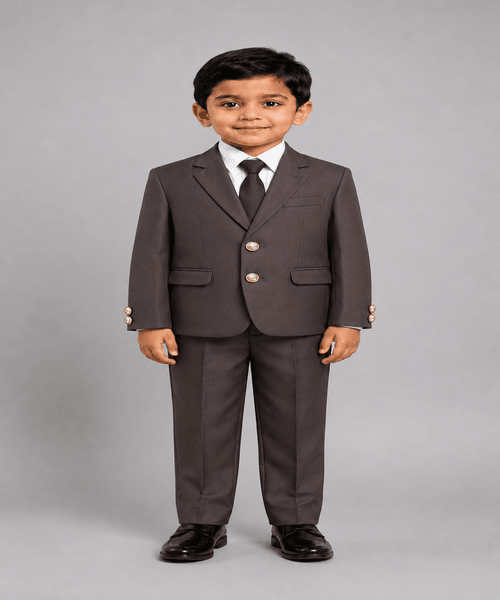 Boys Premium Chocolate Brown 3-Piece Formal Suit with White Shirt & Matching Tie Boys Premium Chocolate Brown 3-Piece Formal Suit with White Shirt & Matching Tie