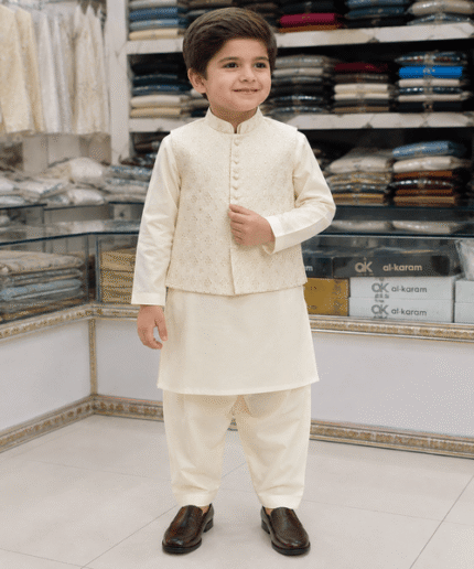 The Boys Kurta Shalwar with Waistcoat Pair Dress for 1 Year to 14 Years