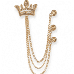 Crown Rhinestone Chain Brooch with Triple Stone Pins