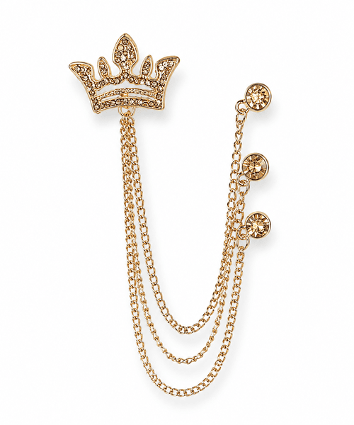Crown Rhinestone Chain Brooch with Triple Stone Pins Crown Rhinestone Chain Brooch with Triple Stone Pins