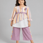 Girls Asymmetric Striped Tunic & Polka-Dot Palazzo Set – 5 to 12 Years