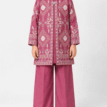 Girls’ Dusty Rose Embroidered Jacket-Style 2-Piece Outfit