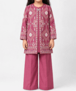 Girls’ Dusty Rose Embroidered Jacket-Style 2-Piece Outfit