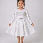 Girls Floral Jacquard Flared Party Dress – 3 to 5 Years