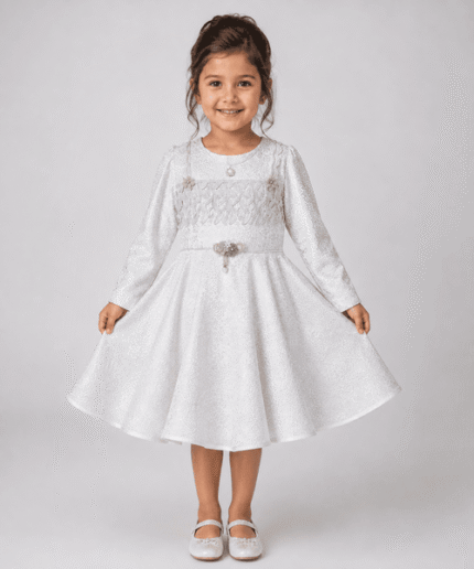 Girls Floral Jacquard Flared Party Dress – 3 to 5 Years
