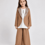 Girls Sequin Lapel Blazer & Wide-Leg Trouser Set