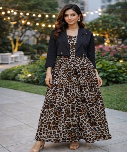Ladies-2-Piece-Floral-Maxi-Dress-with-Cropped-Jacket