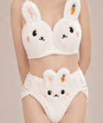 Ladies Cute Bunny Plush 2-Piece Bra and Underwear Lingerie Set - Image 2