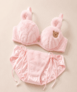 Ladies-Cute-Bunny-Plush-Bra-Panty-Lingerie-Set