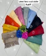 Ladies Fancy Woollen Scarf Plain Colour - Image 3