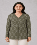 Ladies Premium Argyle Knit Long Cardigan – V-Neck Button-Down Sweater with Pockets - Image 3