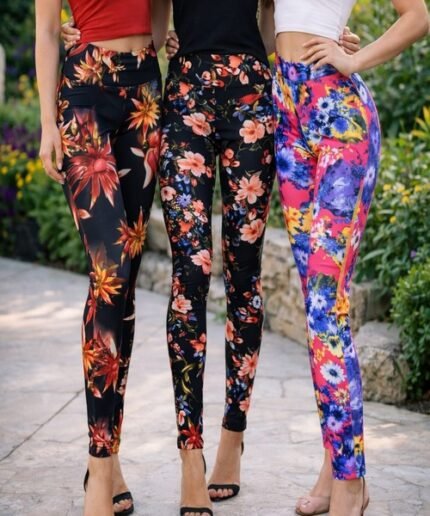 Ladies Premium High-Waist Full Printed Sports Leggings – Stretch Fitness & Workout Tights