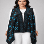 Ladies Premium Printed Asymmetrical Long Cardigan – Stylish Front Buckle Winter Sando Shrug