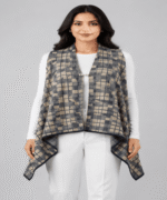 Ladies Premium Printed Asymmetrical Long Cardigan – Stylish Front Buckle Winter Sando Shrug - Image 2