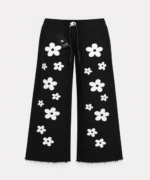 Ladies Wide Leg Palazzo Pant with Floral Embroidery - Image 3