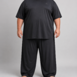 Men’s Oversized Track Suit 3XL to 6XL Drop-Shoulder T-Shirt & Baggy Trouser Cracked Fabric (3)