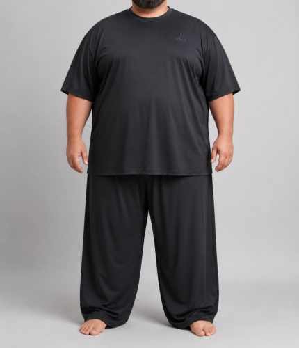 Men’s Oversized Track Suit 3XL to 6XL Drop-Shoulder T-Shirt & Baggy Trouser Cracked Fabric (3)