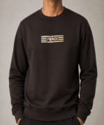 Men’s Premium Black Logo Print Crew-Neck Sweatshirt – Full-Sleeve Casual Winter Wear