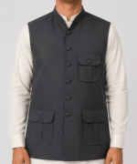 Men’s Premium Lapel Utility Waistcoat with Pleated Flap Pockets - Image 2