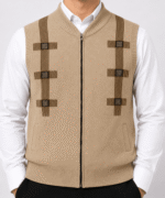 Men’s Premium Navy Blue Full-Zip Sleeveless Knitted Sweater Vest with Pockets - Image 6