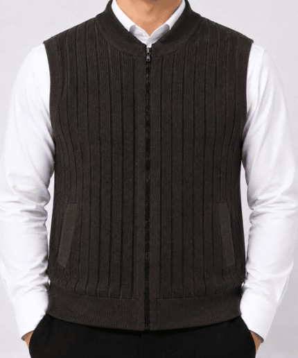 Men Sweater Vest, Charcoal Grey Sweater Vest, Men's Knitted Vest, Full Zip Sweater Vest, Striped Sweater Vest, Men's Sleeveless Sweater, Vertical Stripe Sweater, Men's Winter Vest, Men's Full Zip Vest, Men's Winter Wear, Men's Office Sweater Vest, Premium Men's Knitwear, Men's Casual Vest, Sleeveless Knitwear for Men, Men's Winter Knitwear