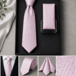 Men’s Premium Geometric Pattern Formal Necktie with Matching Pocket Square (3)