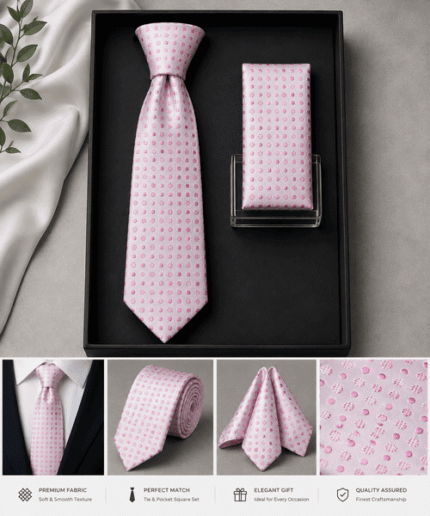 Men’s Premium Geometric Pattern Formal Necktie with Matching Pocket Square (3)