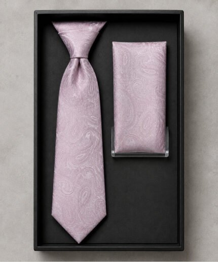 Men’s Premium Geometric Pattern Formal Necktie with Matching Pocket Square (3)