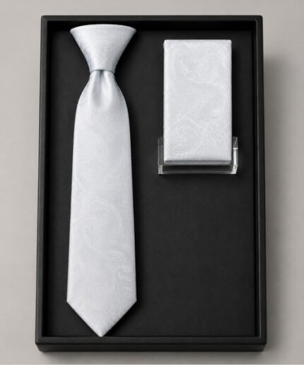 Men’s Premium Geometric Pattern Formal Necktie with Matching Pocket Square (3)