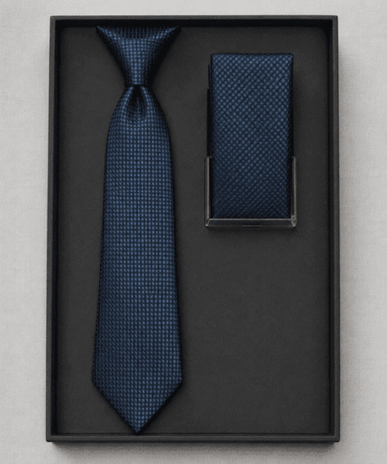 Men’s Premium Geometric Pattern Formal Necktie with Matching Pocket Square (3)