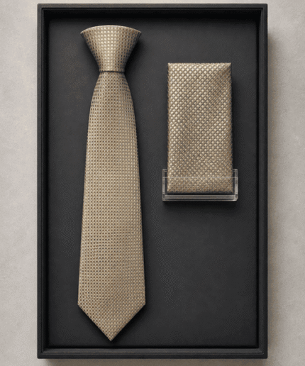 Men’s Premium Geometric Pattern Formal Necktie with Matching Pocket Square (3)