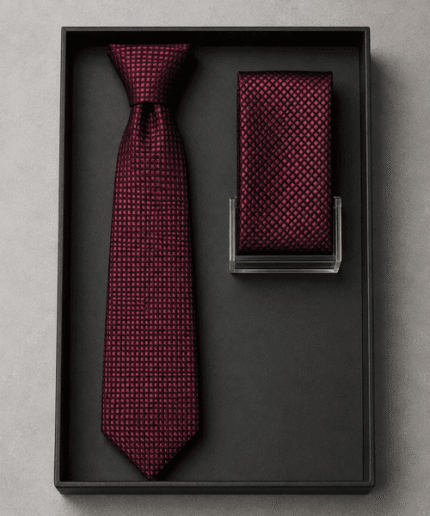 Men’s Premium Geometric Pattern Formal Necktie with Matching Pocket Square (3)