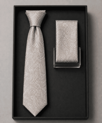 Men’s Premium Geometric Pattern Formal Necktie with Matching Pocket Square (3)