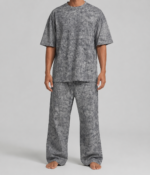 Men’s  Oversized Track Suit 3XL to 6XL Drop-Shoulder T-Shirt & Baggy Trouser Cracked Fabric - Image 4