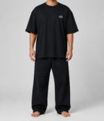 Men’s  Oversized Track Suit 3XL to 6XL Drop-Shoulder T-Shirt & Baggy Trouser Cracked Fabric - Image 2