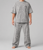 Men’s  Oversized Track Suit 3XL to 6XL Drop-Shoulder T-Shirt & Baggy Trouser Cracked Fabric - Image 3