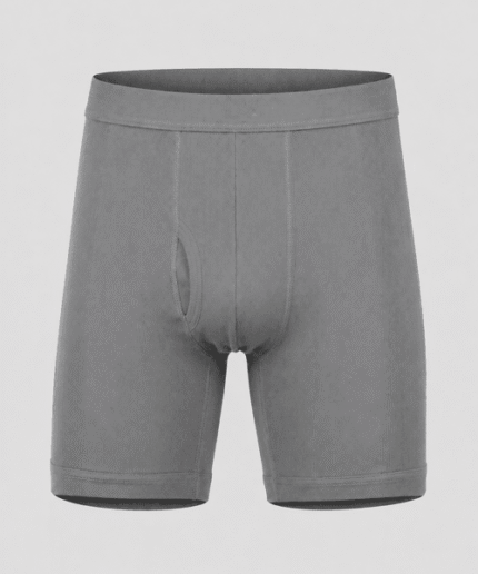 Men’s Premium Ribbed Cotton Long Boxer Brief – Front-Fly Supportive Comfort Fit